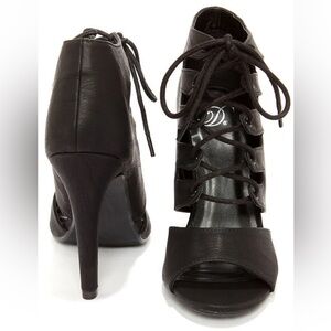 Womens Lace-Up High Heel Booties